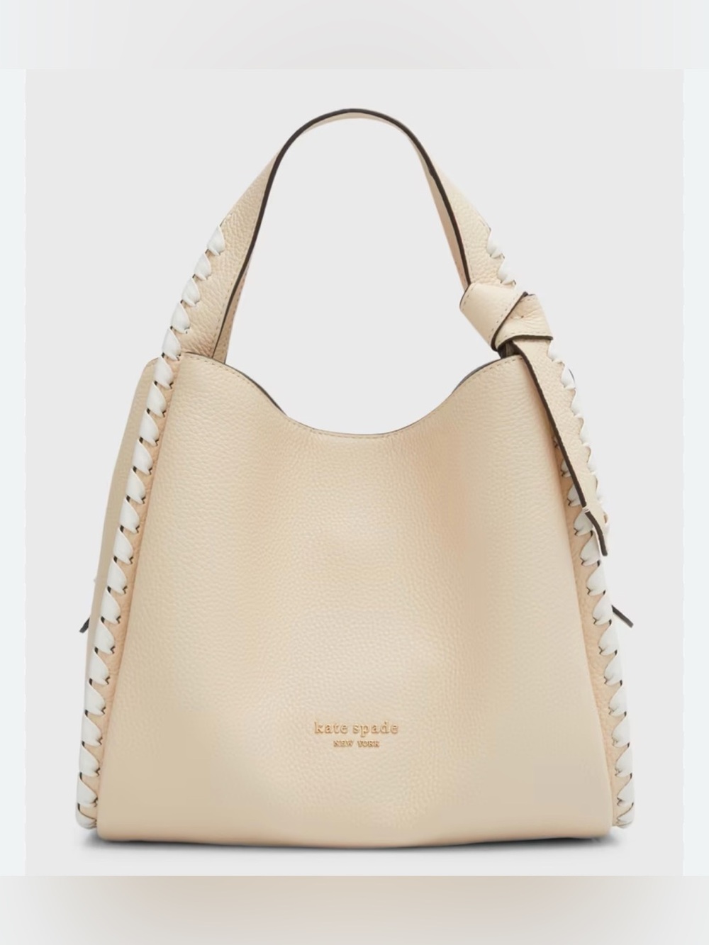 HTF Kate Spade Knott Whipstitched Large Handbag tote bag in Cream/Light Tan